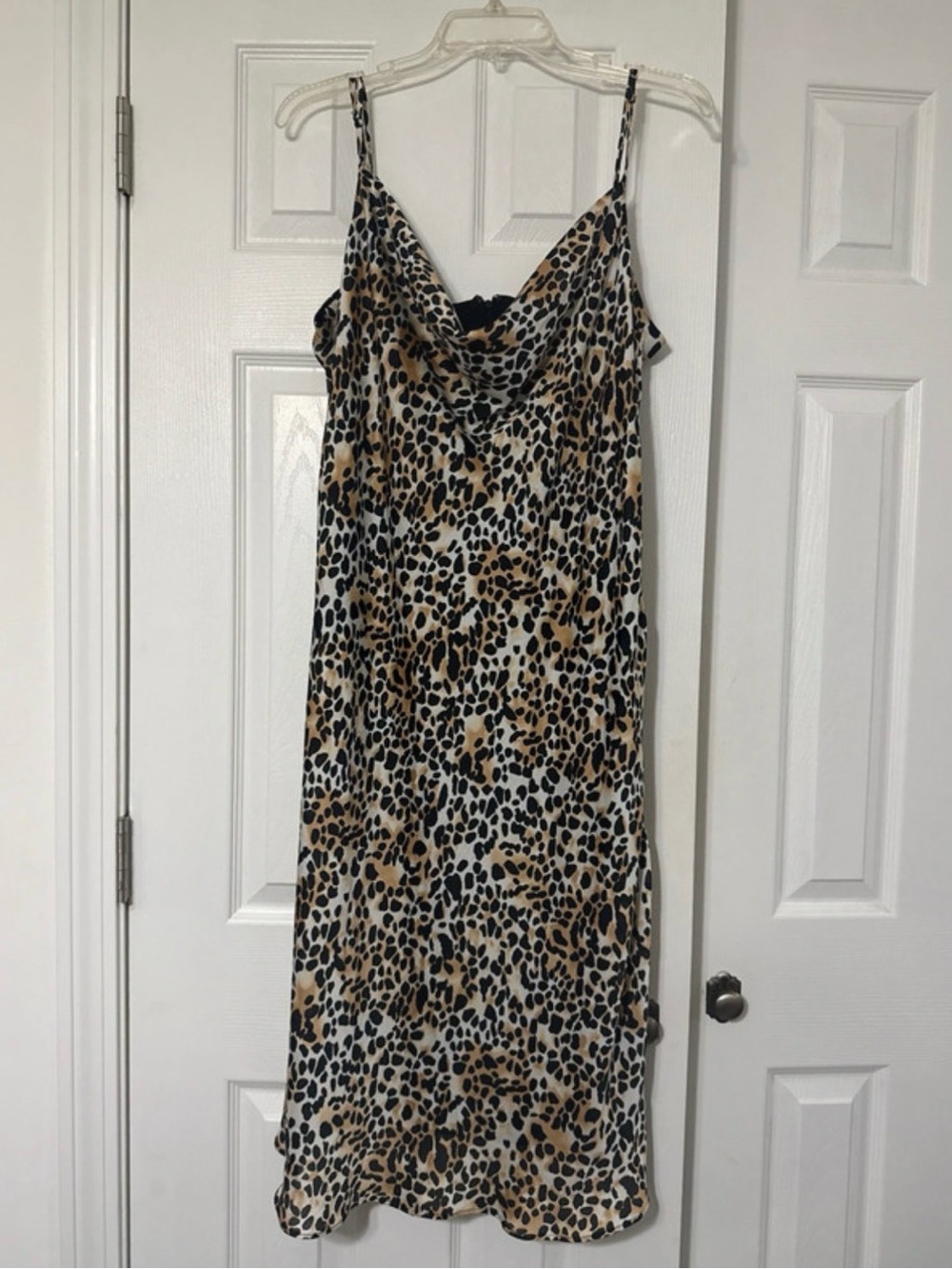 BCBG Paris Leopard Print Cowl Neck Slip Dress. Size US XL